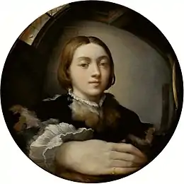 Le Parmesan,Autoportrait dans un miroir convexe,vers 1555