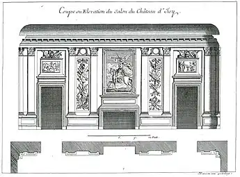 Coupe du grand salon du château d'Issy, vers 1690.
