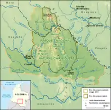 Carte du Parc national naturel de Chiribiquete