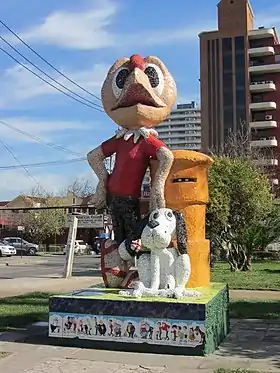 Statues de Condorito et de son chien Washington dans le Parque del Comic de San Miguel (Santiago).