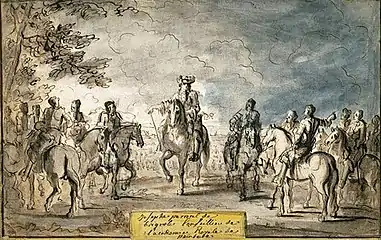 Louis XIV à cheval entouré de cavaliers, musée du Louvre.