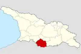 Le Djavakhétie (en rouge) au sein de la Géorgie.
