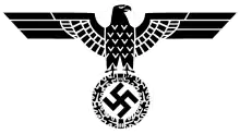 Variante du Parteiadler du parti nazi (1933-1935), avec tête regardant sa gauche.