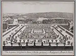 Le parterre de la Grotte de Meudon, vu depuis le salon central. Israël Silvestre, vers 1685.