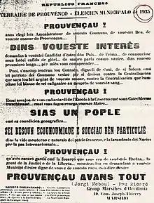 Affiche électorale en provençal, 1935