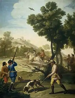 L'Ombrelle, Goya (1777). Carton pour tapisserie, huile sur toile, H. 2,90 m. Musée du Prado