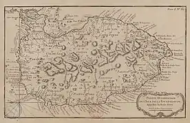 Carte de la Guadeloupe (île de Basse-Terre), 1764, J-N. Bellin.