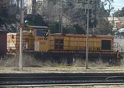 Motrice de la RDT 13 en attente en gare de Pas-des-Lanciers.