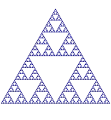 Marquage de la parité des termes du triangle de Pascal, faisant apparaitre un triangle de Sierpiński