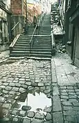 L'escalier du passage Julien-Lacroix montant vers la rue Vilin (1971).