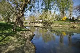 Passerelle de l'île de la Commune menant au camping.