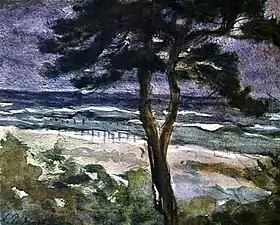 Paysage maritime avec des pins. 1910