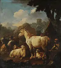 Berger et animaux dans un paysage (1)