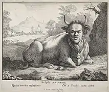 Autoportrait comme taureau, eau-forte (fin des années 1760)