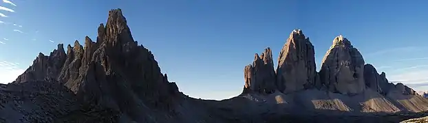 Le Monte Paterno et les Tre Cime di Lavaredo.