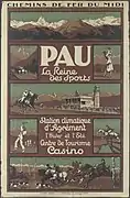 Pau, La Reine des Sports - Affiche de la Compagnie des chemins de fer du Midi en 1930