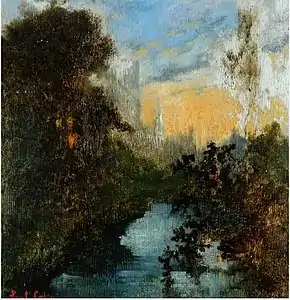 Coucher de soleil avec rivière (vers 1865), Barnard Castle, Bowes Museum.