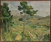 Paul Cézanne. Montagne Sainte-Victoire et le viaduc de l'Arc. 1882-1885, 65,5 × 81,7 cm. Metropolitan Museum of Art.