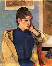 Paul Gauguin, Portrait de Madeleine Bernard qui possède la particularité d'avoir La rivière blanche à son verso, représentant une vue de l'Aven.