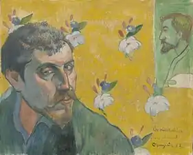 Paul Gauguin, Autoportrait avec portrait de Bernard (1888), Amsterdam, musée Van Gogh.