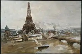Paul-Louis Delance (1848-1924). La tour Eiffel vue de la Seine. 1889, musée Carnavalet.