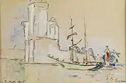 Aquarelle de la tour Saint-Nicolas, par Paul Signac, 1926.