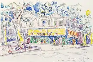 Arles, la « maison jaune », où résida van Gogh en 1888-1889, aquarelle (1933).