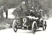 Paul Zuccarelli vainqueur de la Coupe des Voiturettes 1910 à Boulogne sur Hispano-Suiza type Alphonse XIII.