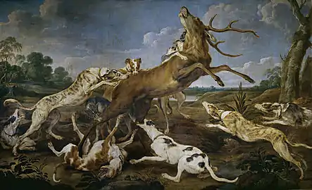 Cerf poursuivi par une meute de chiens, Musée du Prado, Madrid.