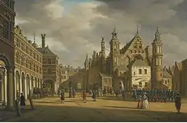 Paysage urbain de La Haye, vue sur le Binnenhof.