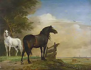 Deux chevaux à la barrière dans le pré (1649), Rijksmuseum Amsterdam
