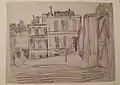 Le pavillon de la rue du Delta, côté jardin, crayon