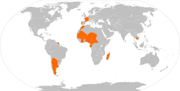 Pays opérateurs du MH-1521.