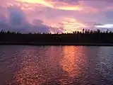 Coucher de soleil sur l'Étang-à-la-truite de la réserve faunique de Matane