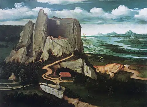 12.  Atelier de Joachim Patinier, Paysage avec sainte Marie Madeleine en extase, huile sur panneau, 26,2 × 36 cm, Kunsthaus, Zürich, inv. R24.