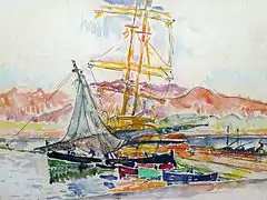 Paul Signac, Paysage corse (Ajaccio), 1935, crayon et aquarelle