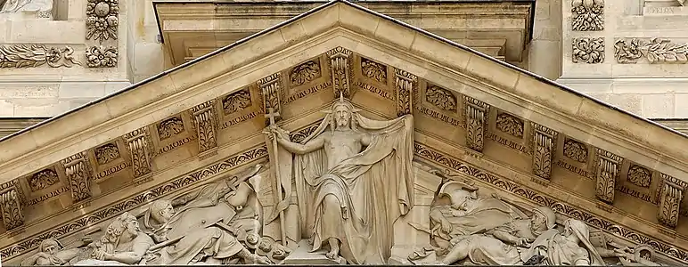 Auguste-Hyacinthe Debay, La Résurrection du Christ, fronton de la façade.