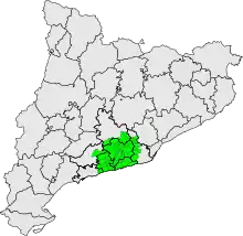 Carte montrant la situation du Penedès sur la côte catalane