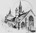 Penmarc'h : l'église Saint-Nonna vers 1900 (lithographie d'Albert Robida)