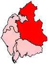 A large constituency, comprising the north and east of the county, and almost entirely surrounding a smaller constituency in the north.