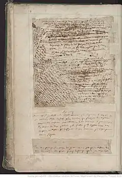 Page du Recueil des papiers originaux de Blaise Pascal (ms 9202). On y voit plusieurs notes sur la même page.