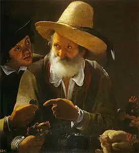 Le Vendeur de volailles, h/t, 95 × 71 cm, Madrid, Musée du Prado.