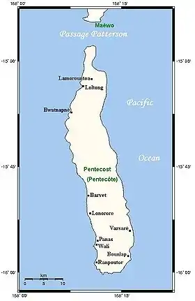 Carte de l’île de Pentecôte.