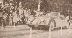 Pentti Barck et sa XK120 au rallye de Finlande en 1952