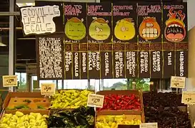 L'échelle de Scoville au marché central de Houston, Texas.