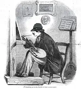 Per Wckenberg Portrait de l'artiste au travail, gravure parue dans l'Illustration de 1847