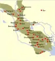 Carte de l'extension de la culture d'Obeïd en Mésopotamie