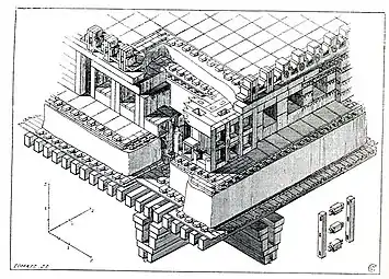 Étude du toit du palais des Cent colonnes.
