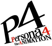 Logo reprenant la charte graphique du logo du jeu. Le 4, le P de Persona et le A de Animation sont en rouge.