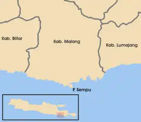 Situation de l'île de Sempu par rapport à Java